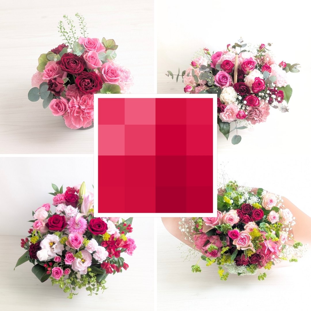 赤とピンクの花のフラワーギフト