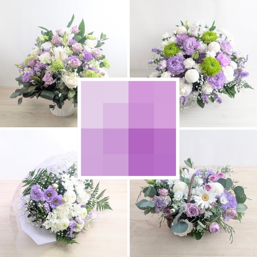淡い紫の花のフラワーギフト