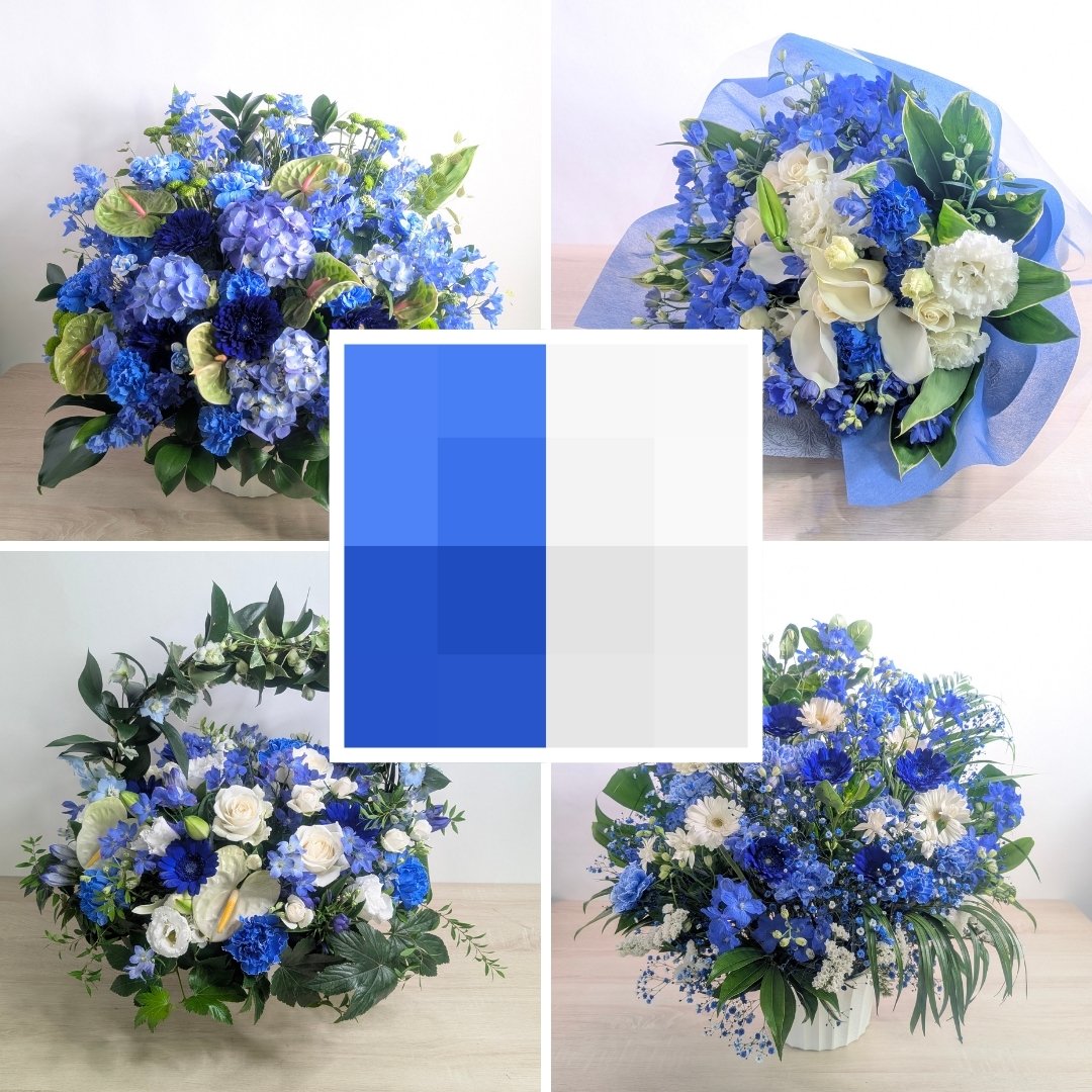 青と白の花のフラワーギフト