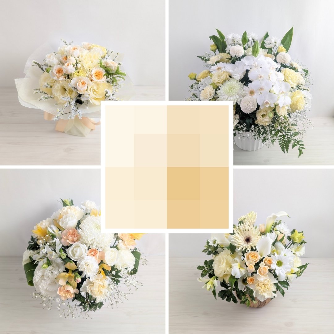 クリーム色の花のフラワーギフト
