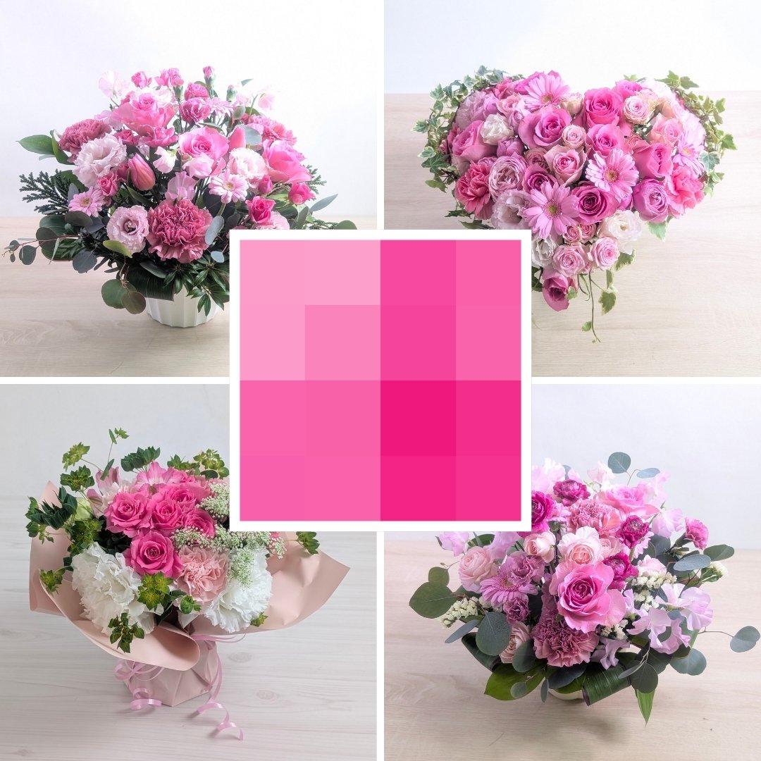 濃いピンクの花のフラワーギフト