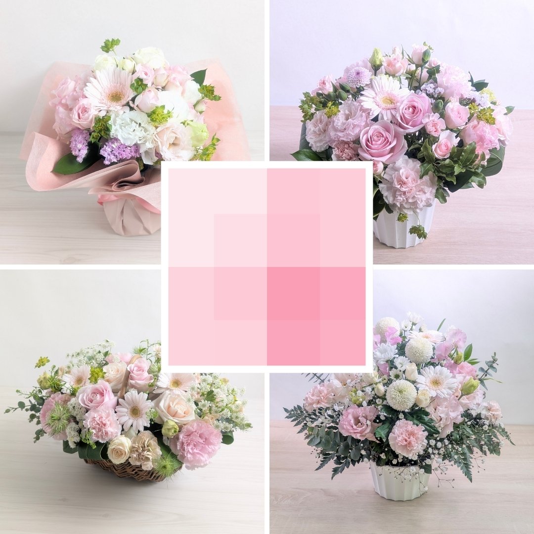 淡いピンクの花のフラワーギフト