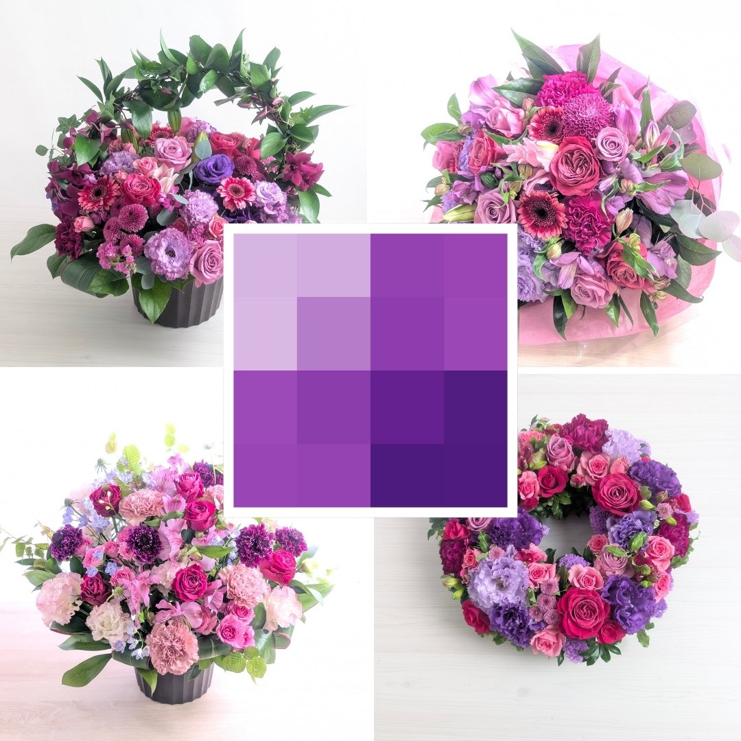 濃い紫の花のフラワーギフト