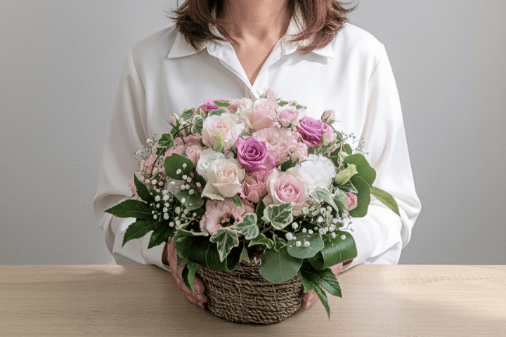 リッチな花材を使用した上質な仕立て。法人ギフトにもおすすめ