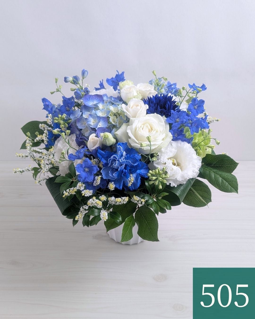 アレンジメント MSサイズ ・青白（インディゴ） レビュー | お花の通販