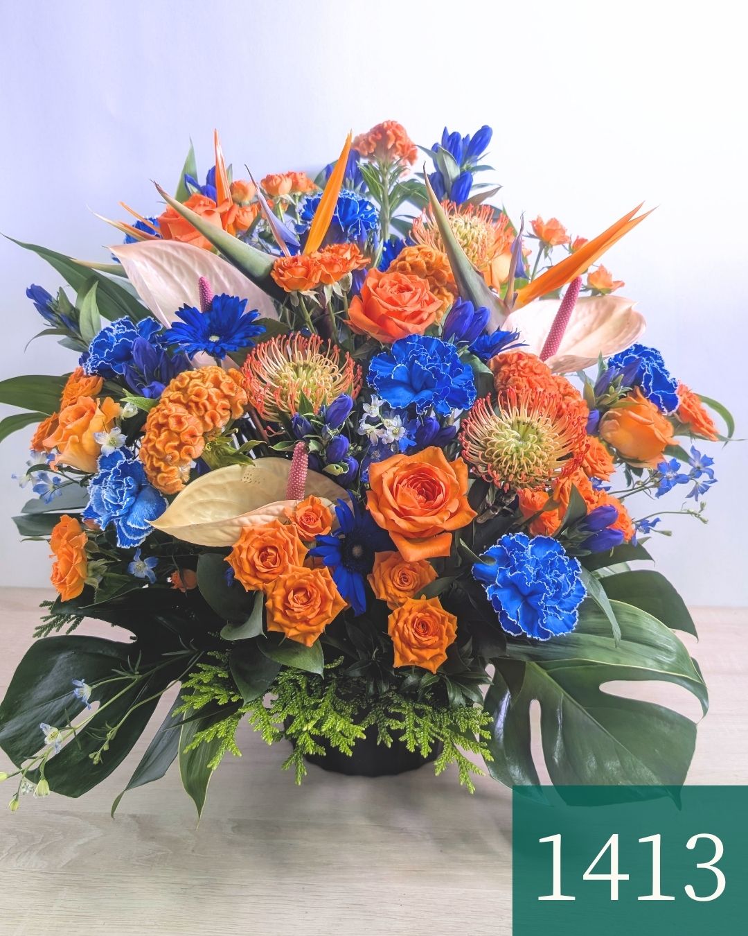 青オレンジのアレンジメント 3Lサイズ｜35,000円｜花以想
