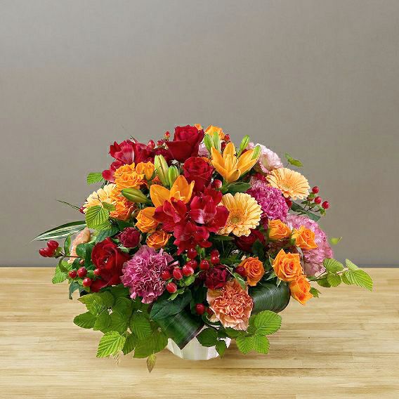 落成祝いの花・竣工祝いの花。会社・取引先に贈るお祝い花・お祝いアレンジメント フラワーギフト