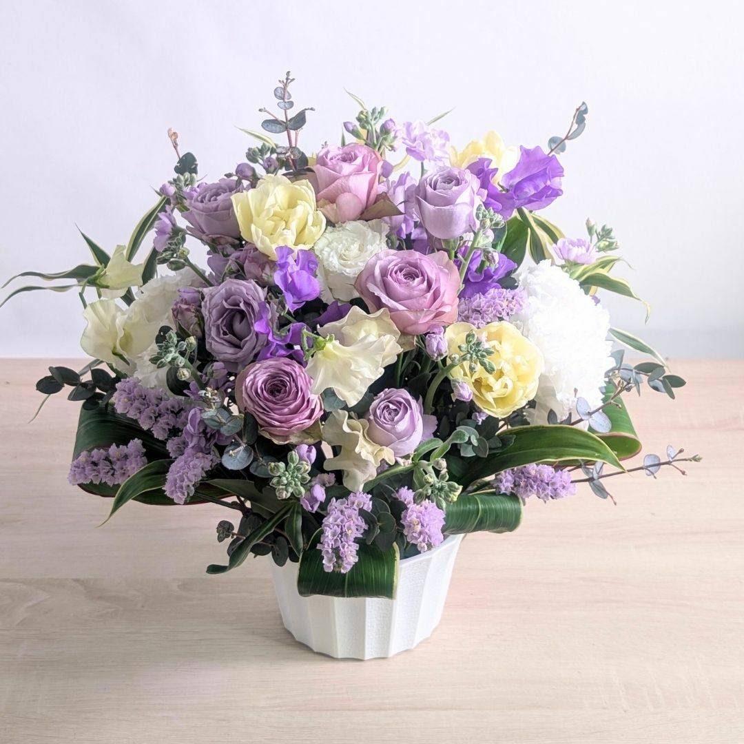 結婚式⭐︎花冠⭐︎フラワーアレンジメント 結婚祝いの花ギフト アレンジメント MSサイズ｜おしゃれな花束