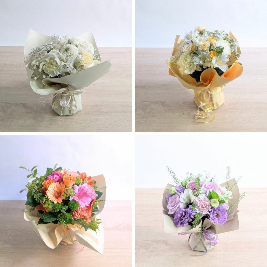 四十九日の花・49日のお供え花。家族や友人の忌明け法要、実家に贈るお供え用のアレンジメント