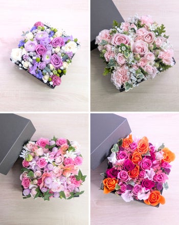 生花のボックスフラワー・フラワーボックスの贈り物。もらって嬉しいお花のギフト。