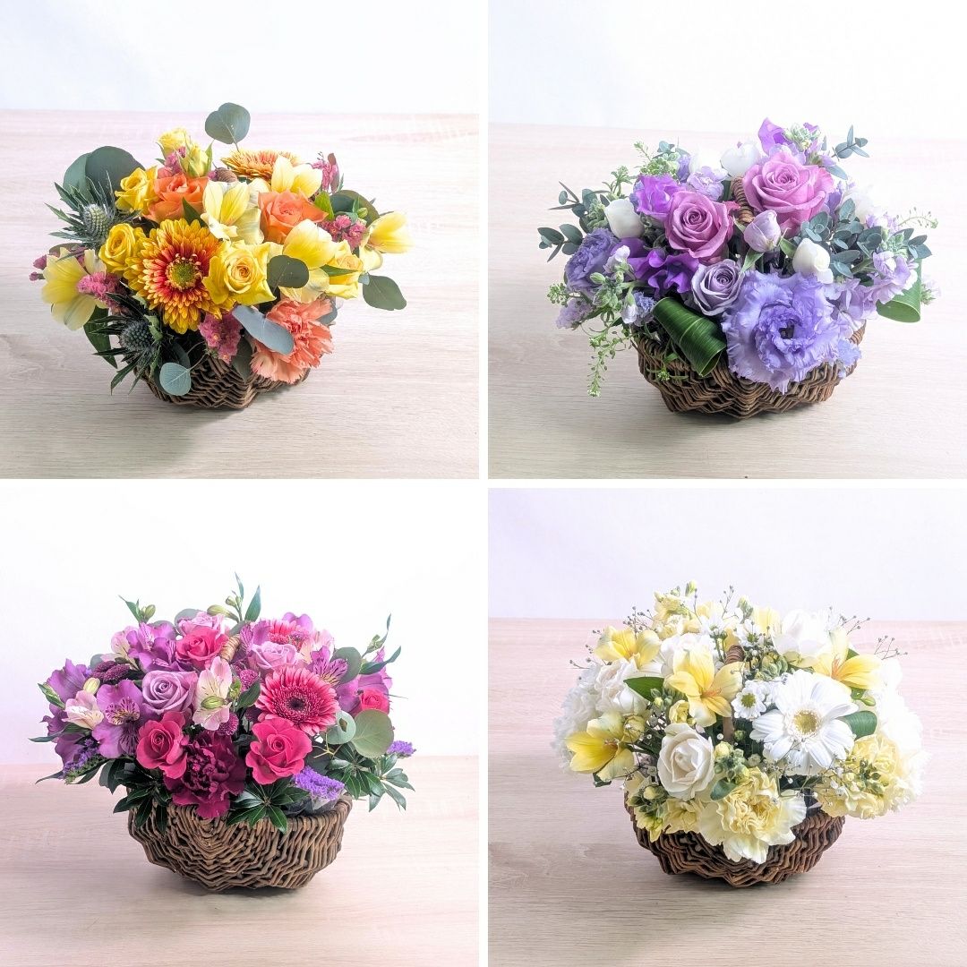 お花のバスケット 通販】カゴ入りでそのまま飾れるナチュラルな
