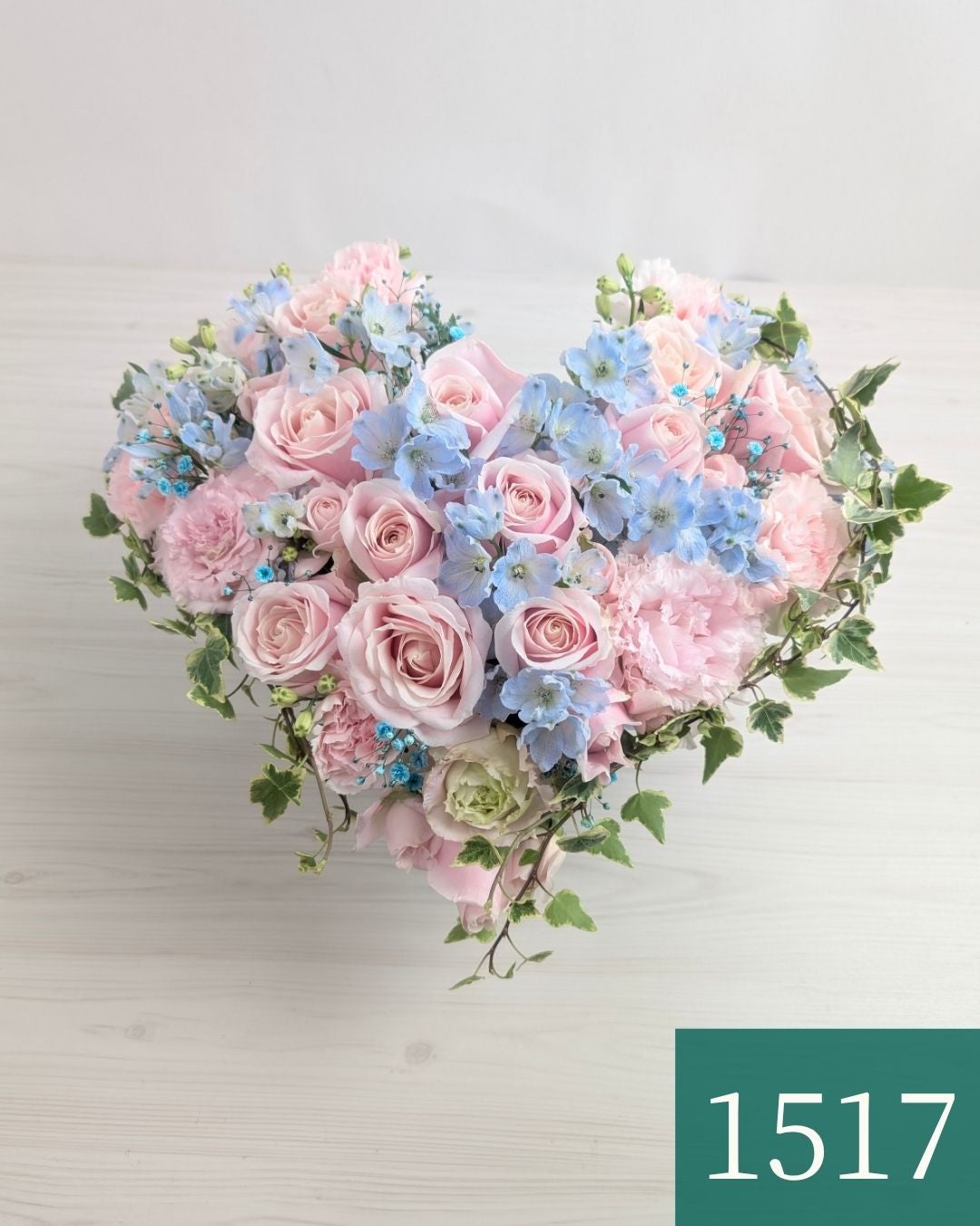 ハート型アレンジメント・水色ピンク｜22,000円｜花以想