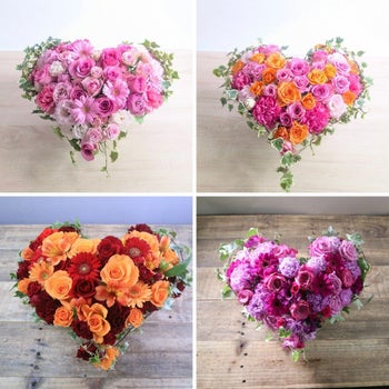 生花で贈るハート型アレンジメント。送って喜ばれるお花のギフト、フラワーギフト
