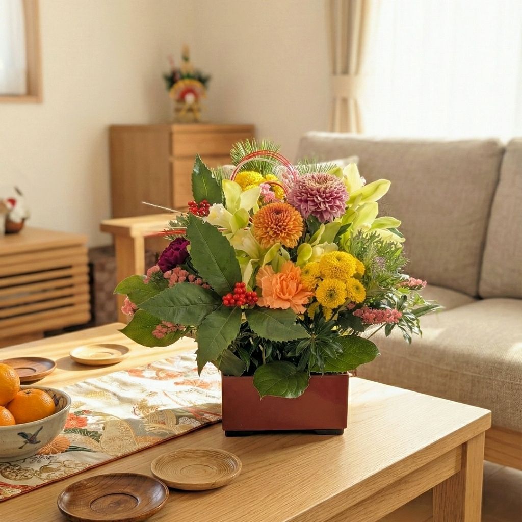 Flower 迎春 アレンジメント 迎春アレンジメント 特大 新春の華やぎを