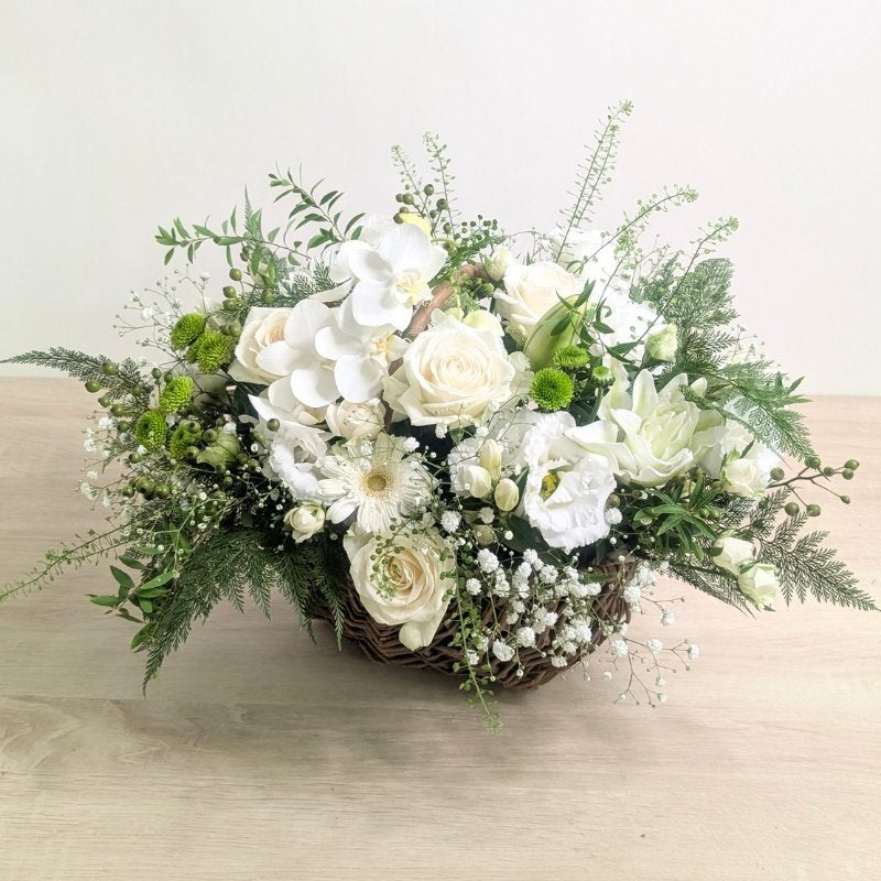 お花のバスケット「Willow（ウィロー）」Lサイズ （ブラン