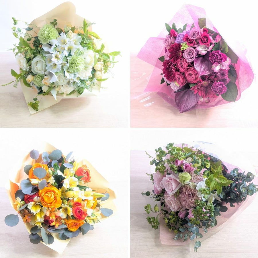 退職祝いの花束。両親の定年退職を祝う花、送別の花束、お祝いアレンジメント