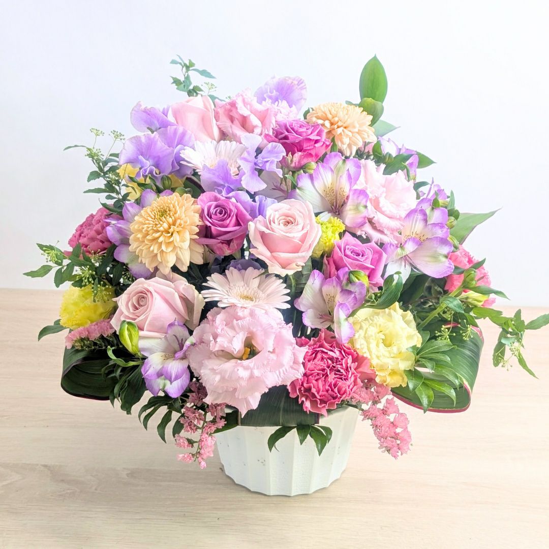 傘寿祝いの花。80歳の誕生日プレゼントに贈る花束・アレンジメント・お花のプレゼント