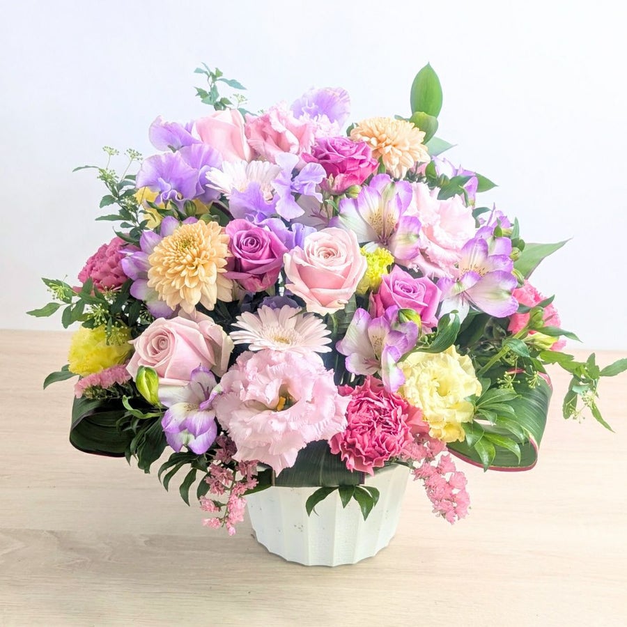 傘寿祝いの花。80歳の誕生日プレゼントに贈る花束・アレンジメント・お花のプレゼント