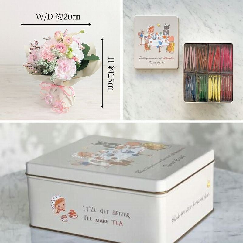 【かわいい紅茶とお花ギフト】 Wish （ウィッシュ） with カレルチャペック紅茶セット「ハートフル」(ティーバッグ40p)