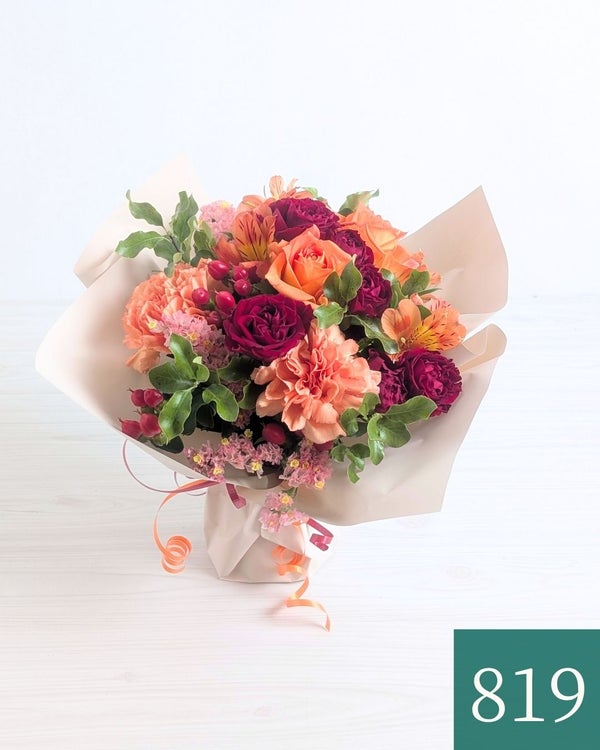 そのまま飾れる花束「Wish（ウィッシュ）」・赤オレンジ（クリムゾン）