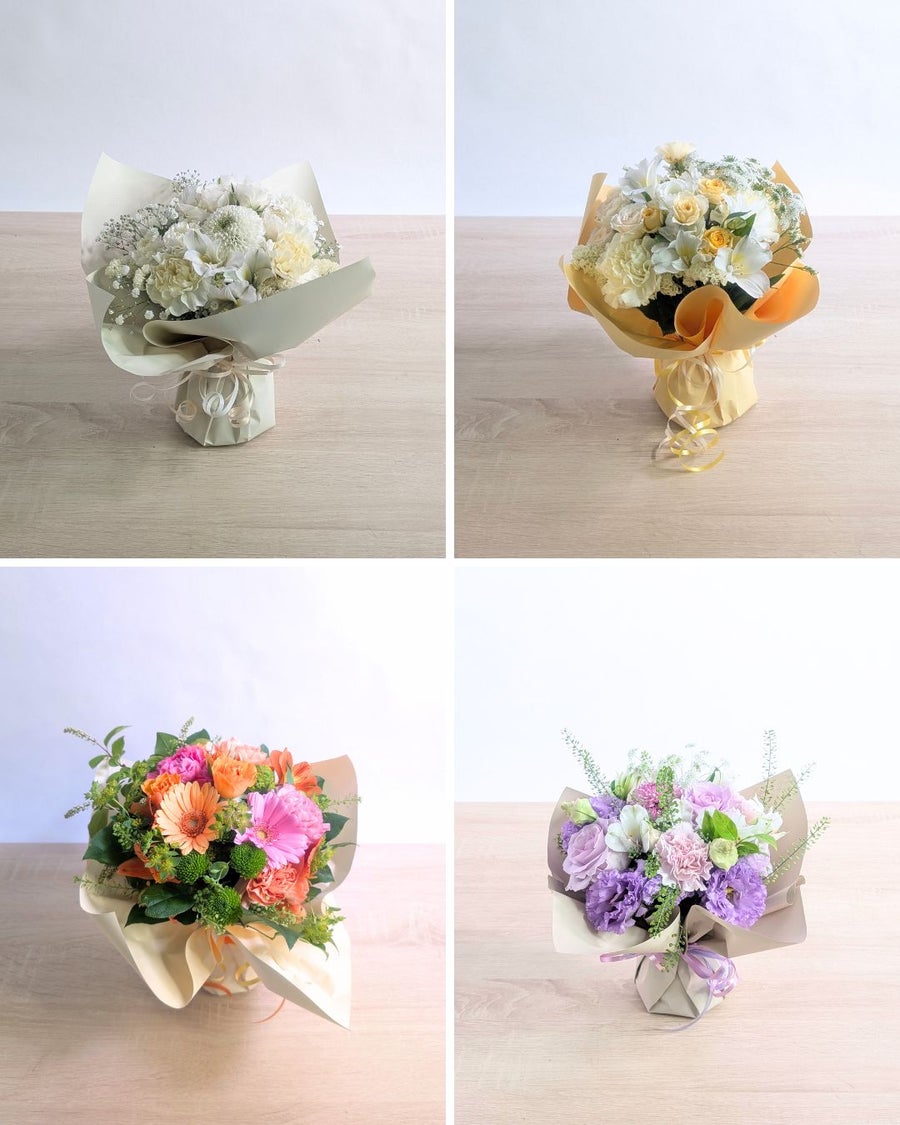 誕生日に贈る花束。花瓶のいらないブーケ、誕生日プレゼント